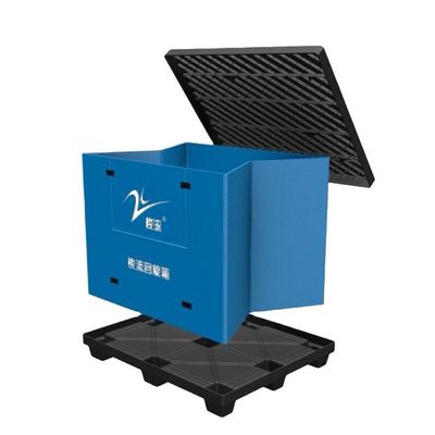 100L Blue PP Corrugated Pallet Box Foldable Coaming Container Bins