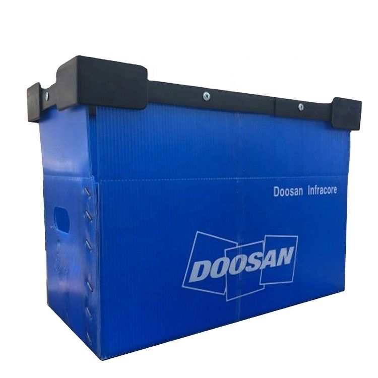 Blue 300kg Loading Plastic Coaming Box Coreflute Collapsible Plastic Pallet Box